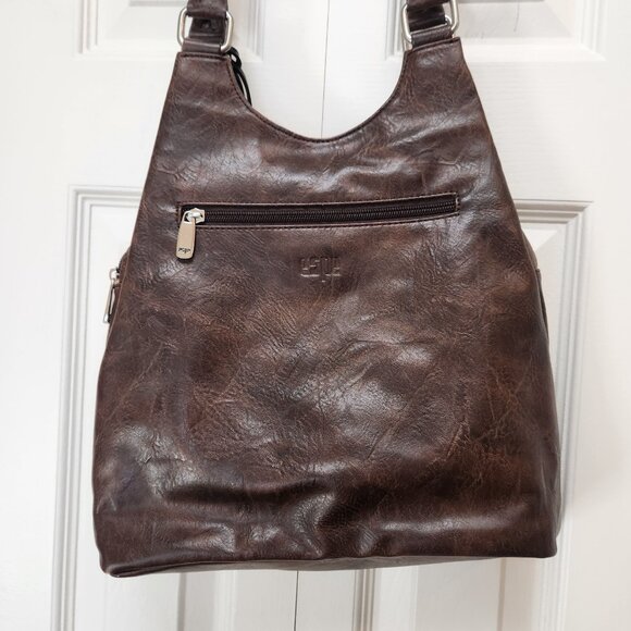 espe hobo style faux leather‎ brown and tan shoulder bag tassels boho - Picture 7 of 16